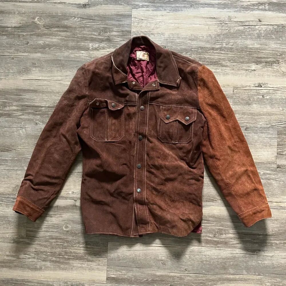 Vintage 60s Ramos Cowhide Western Suede Leather Jacket Size 40